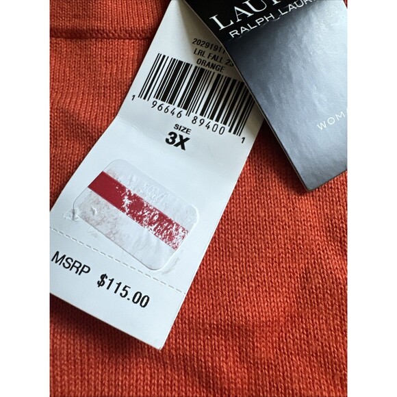 Lauren Ralph Lauren Women's Plus Size Crewneck Fall Sweater Harvest Orange 3X - Picture 5 of 7